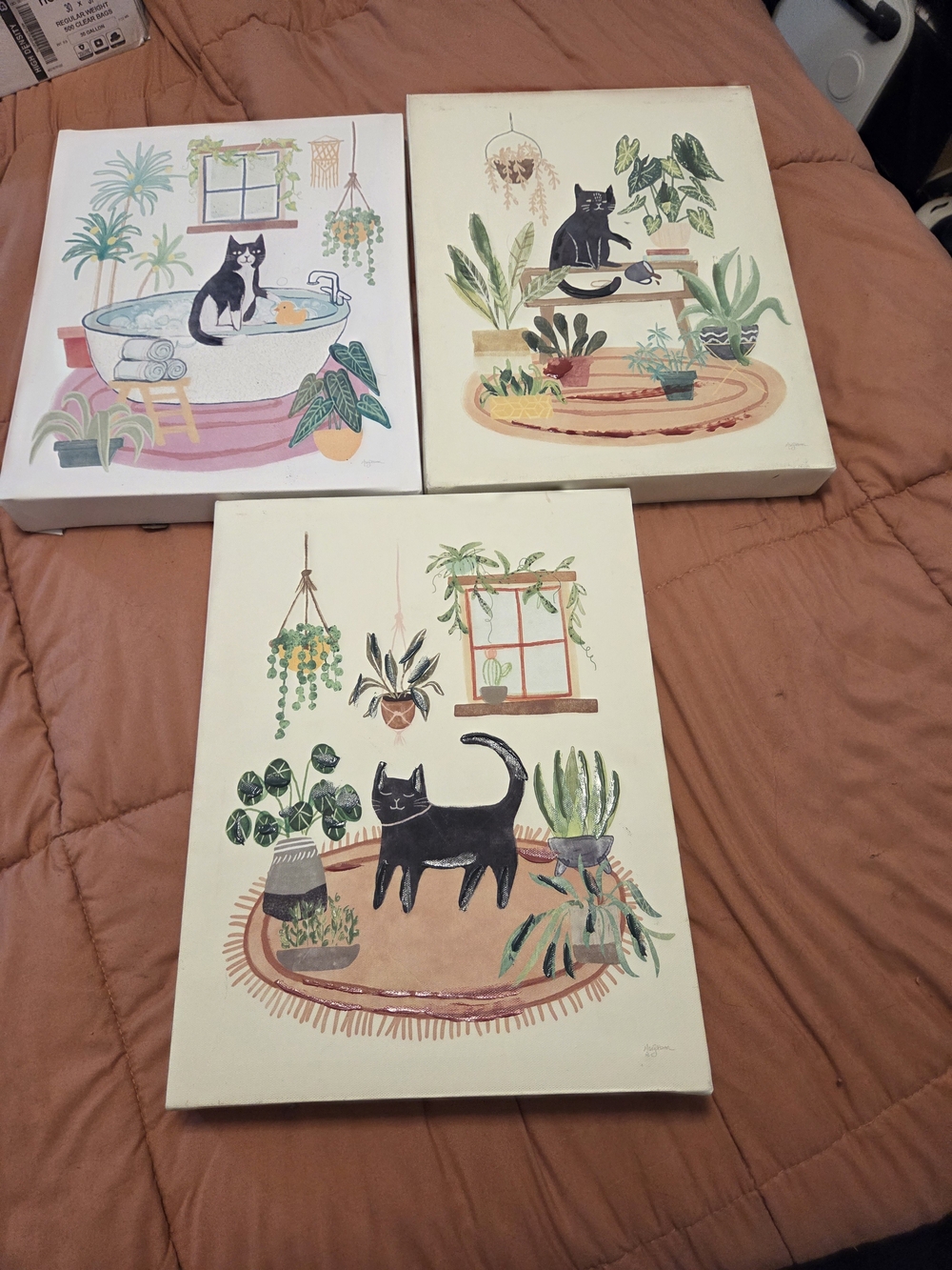 Botanical Cat Wall Art Set - Black & Green Prints 11 By 14 - Picture 3 of 3
